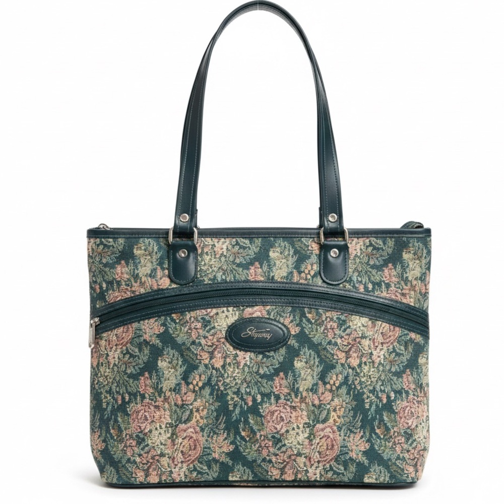 Vintage Skyway Floral Tapestry Travel Tote Bag Carry-On Weekender Shoulder Bag